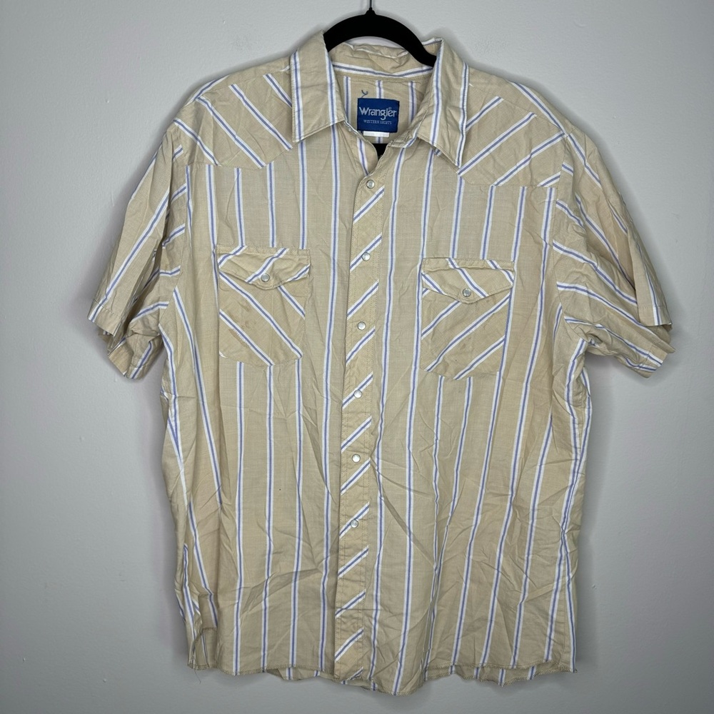 Wrangler Vintage Pale Yellow Short Sleeve Pearl Snap Button Up